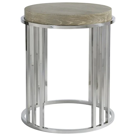 Round End Table with Stainless Steel Base